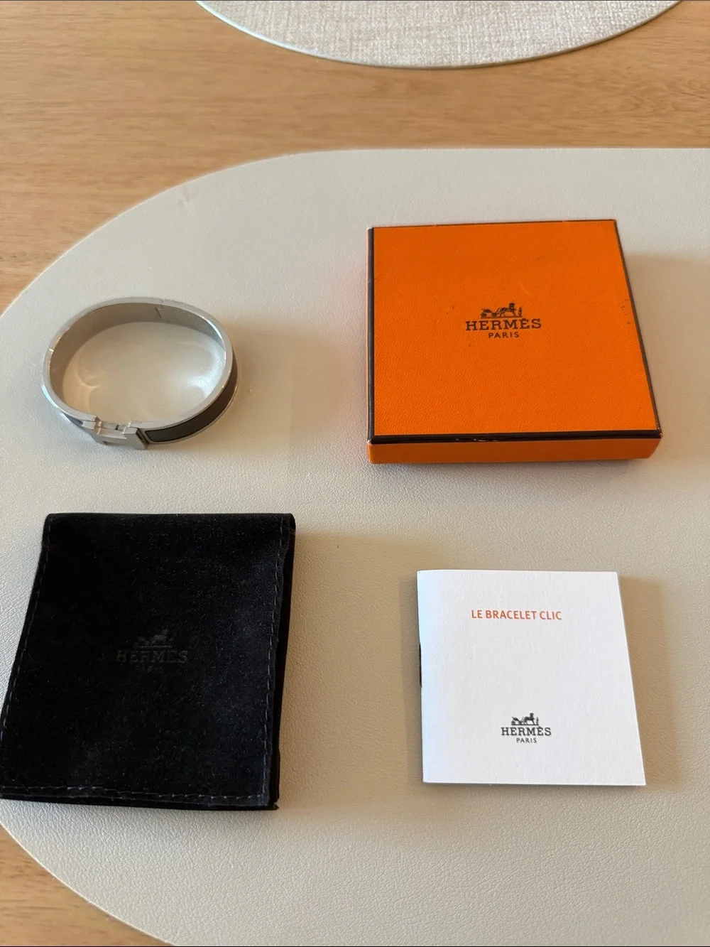 Hermes Men’s H Bracelet in grey and Silver
